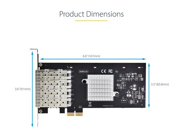 elara StarTech.com 4-Port GbE SFP Network Card PCIe 2.0 x2 Intel I350-AM4 4x 1GbE Controller 1000BASE Copper/Fiber Optic Quad-Port Gigabit Ethernet NIC