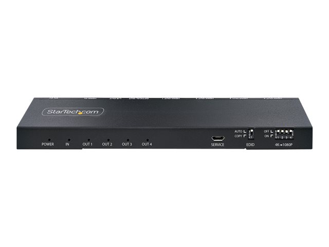 Elara StarTech.com 4-Port HDMI Splitter 4K 60Hz HDMI 2.0 Video 1 In 4 Out HDMI Splitter 4K HDMI Splitter W/Built-in Scaler 3.5mm/Optical Audio Port Dur