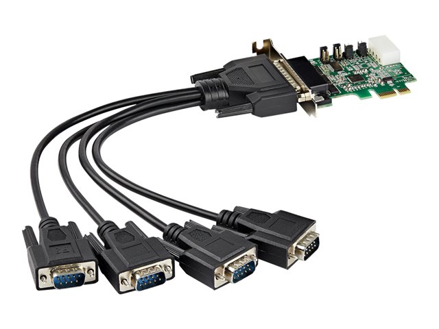 elara StarTech.com 4-port PCI Express RS232 Serial Adapter Card PCIe RS232 Serial Host Controller Card PCIe to Serial DB9 16950 UART Low Profile Desktop