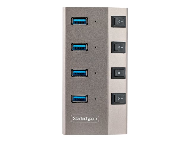 elara StarTech.com 4-Port Self-Powered USB-C Hub with Individual On/Off Switches USB 3.0 5Gbps Expansion Hub w/Power Supply Desktop/Laptop USB-C to USB-A