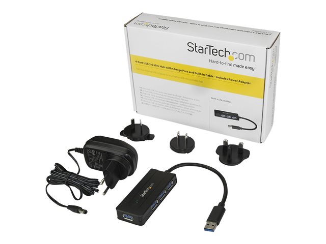 Elara StarTech.com 4 Port USB 3.0 Hub SuperSpeed 5Gbps With Fast Charge Portable USB 3.1/USB 3.2 Gen 1 Type-A Laptop/Desktop Hub USB Bus Power Or Self Powe