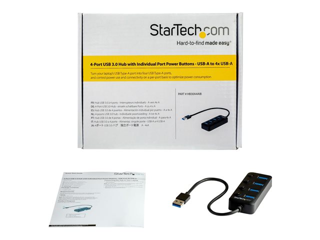 Elara StarTech.com 4 Port USB 3.0 Hub USB-A To 4x USB 3.0 Type-A With Individual On/Off Port Switches SuperSpeed 5Gbps USB 3.1/USB 3.2 Gen 1 USB Bus Powe
