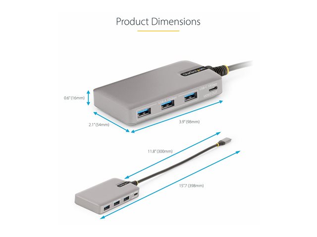 Elara StarTech.com 4-Port USB-C Hub With USB-C DP Alt Mode Video Output 4K 60Hz 3x USB-A 1x USB-C 100W Power Delivery Pass-Through USB 3.2 Gen 2 (10Gbps