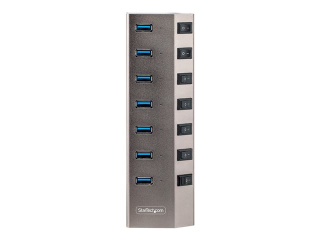 elara StarTech.com 7-Port Self-Powered USB-C Hub with Individual On/Off Switches USB 3.0 5Gbps Expansion Hub w/Power Supply Desktop/Laptop USB-C to USB-A