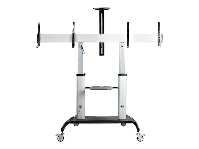 Elara StarTech.com Dual TV Cart For 37-60in VESA TVs Up To 110lb (50kg) Each Height Adjustable TV Mount Mobile Display Cart W/ Webcam & Equipment Shelves