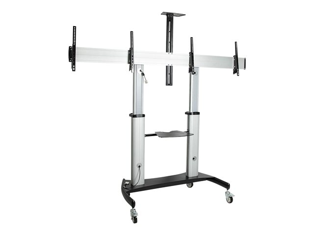 Elara StarTech.com Dual TV Cart For 37-60in VESA TVs Up To 110lb (50kg) Each Height Adjustable TV Mount Mobile Display Cart W/ Webcam & Equipment Shelves