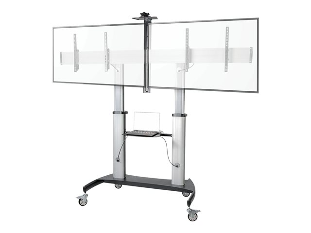 Elara StarTech.com Dual TV Cart For 37-60in VESA TVs Up To 110lb (50kg) Each Height Adjustable TV Mount Mobile Display Cart W/ Webcam & Equipment Shelves