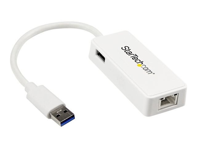 elara StarTech.com USB 3.0 to Gigabit Ethernet Adapter NIC w/ USB Port (White)