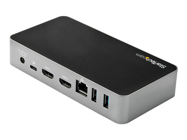 Elara StarTech.com USB-C Dock Dual Monitor 1080p HDMI Laptop Docking Station 60W Power Delivery 1x USB-C 3x USB-A Ethernet Dual HDMI Video Display USB