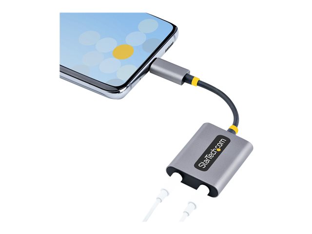 Elara StarTech.com USB-C Headphone Splitter USB Type C Dual Headset Adapter W/Microphone Input USB C To 3.5mm Adapter/Earphone Dongle USB C To Audio Jack