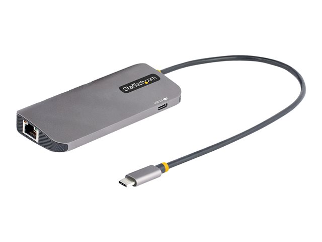 Elara StarTech.com USB C Multiport Adapter 4K 60Hz HDMI Video 3-Port 5Gbps USB-A 3.2 Hub 100W Power Delivery Passthrough GbE USB Type-C Mini Travel Doc