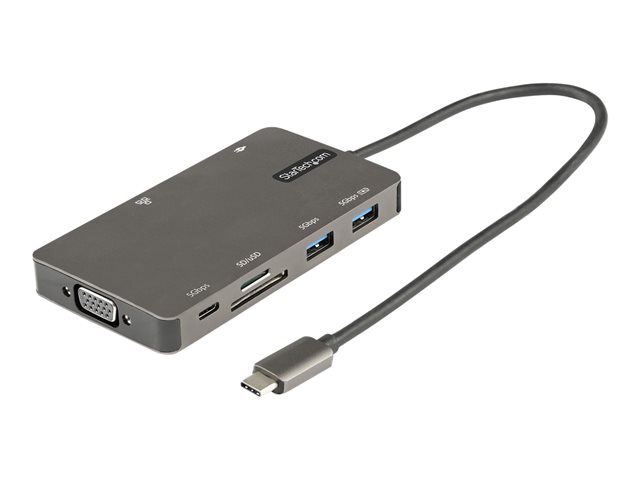 Elara StarTech.com USB C Multiport Adapter HDMI 4K 30Hz Or VGA Travel Dock 5Gbps USB 3.0 Hub (USB A / USB C Ports) 100W Power Delivery SD/MicroSD Slot