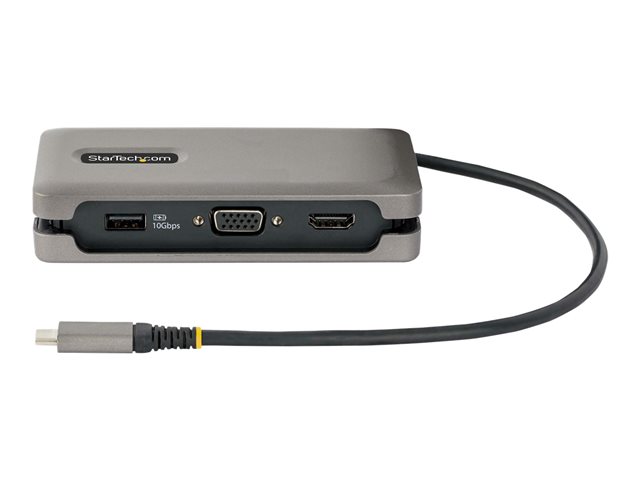Elara StarTech.com USB-C Multiport Adapter HDMI/VGA 4K 60Hz Video 3-Port USB Hub 100W Power Delivery Pass-Through GbE USB Type-C Travel Dock W/ Chargi