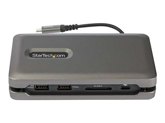 Elara StarTech.com USB C Multiport Adapter USB C To 4K 60Hz HDMI 2.0 2-Port 10Gbps USB Hub 100W Power Delivery Pass-through GbE SD/MicroSD USB Type-C